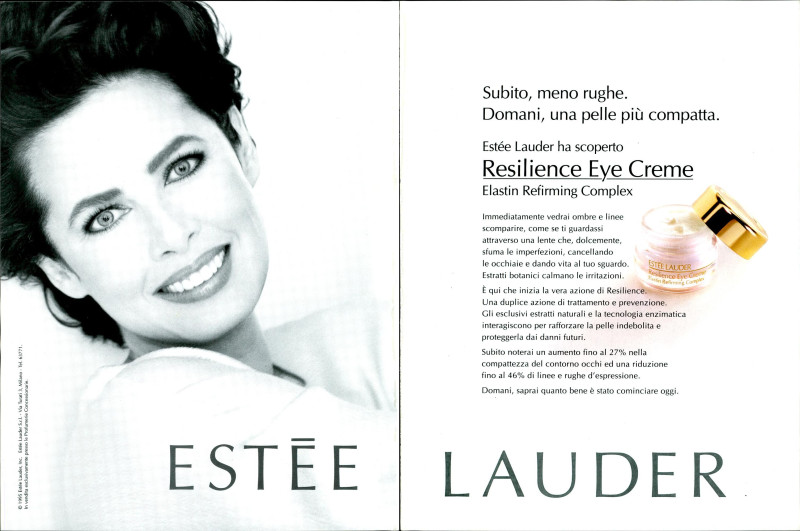 Dayle Haddon featured in  the Estée Lauder advertisement for Spring/Summer 1995