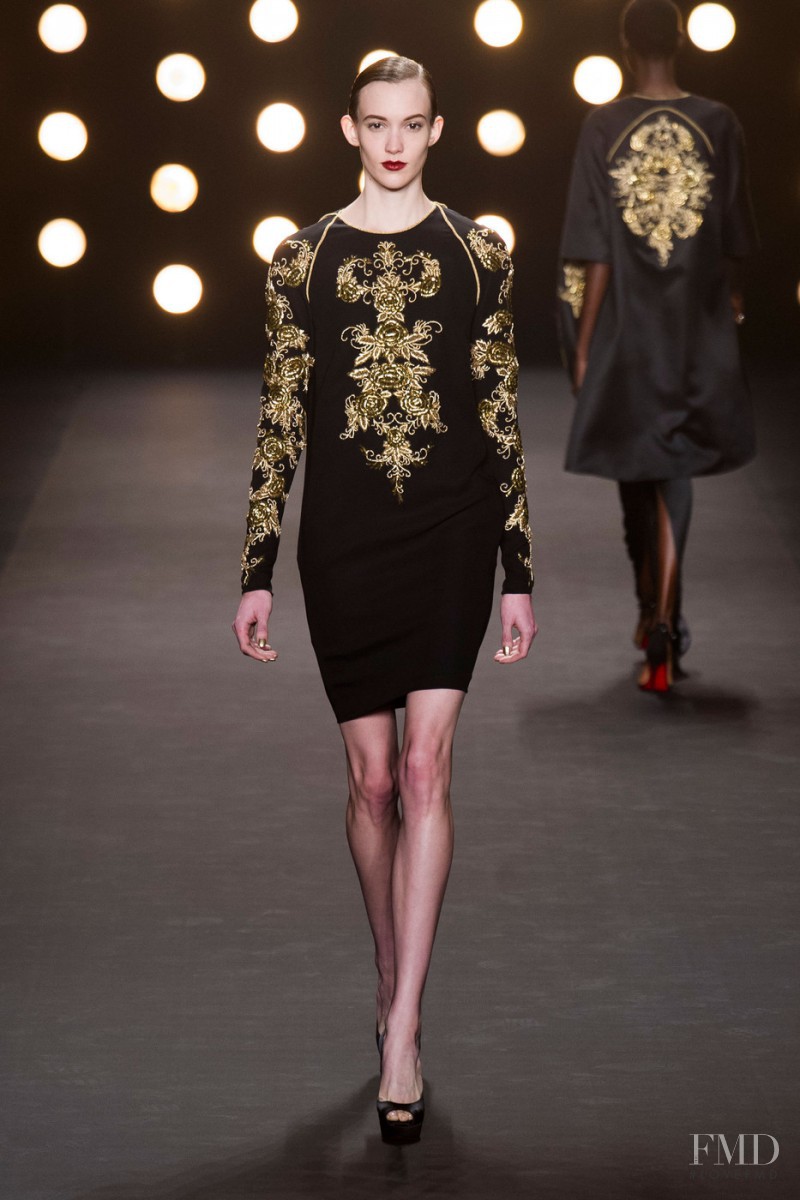 Sarah Bledsoe featured in  the Naeem Khan fashion show for Autumn/Winter 2014