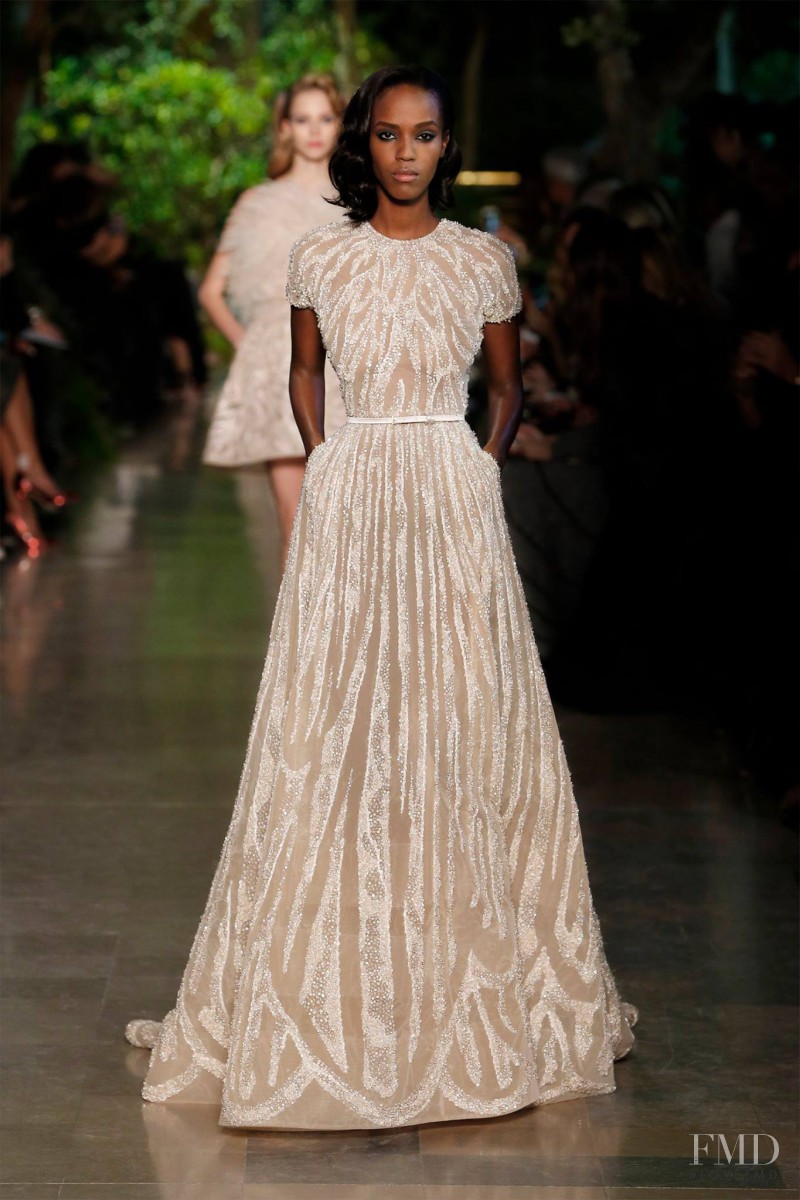 Leila Ndabirabe featured in  the Elie Saab Couture fashion show for Spring/Summer 2015