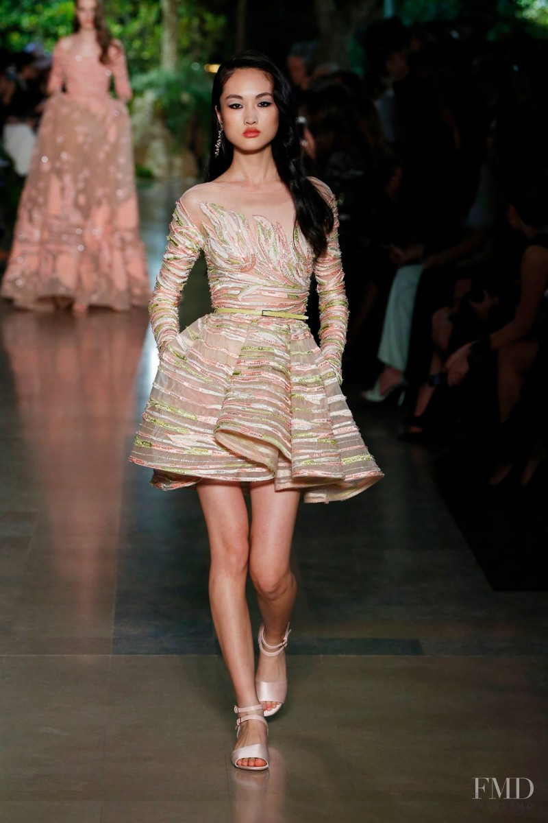 Jing Wen featured in  the Elie Saab Couture fashion show for Spring/Summer 2015