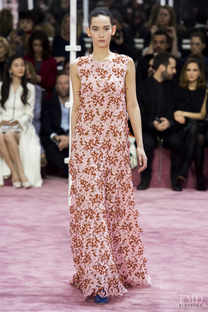 Mona Matsuoka featured in  the Christian Dior Haute Couture fashion show for Spring/Summer 2015