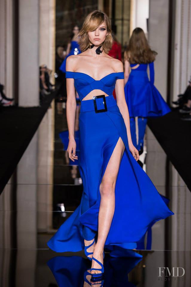 Sasha Luss featured in  the Atelier Versace fashion show for Spring/Summer 2015