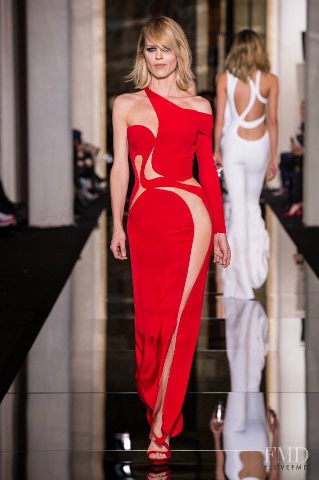 Eva Herzigova featured in  the Atelier Versace fashion show for Spring/Summer 2015
