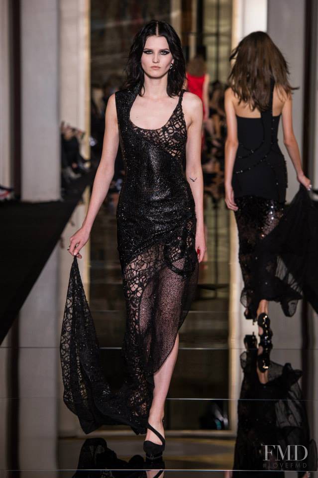 Katlin Aas featured in  the Atelier Versace fashion show for Spring/Summer 2015
