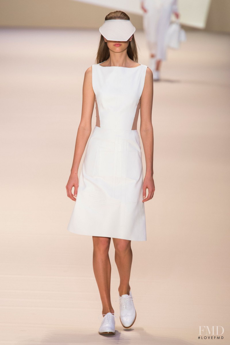 Elisabeth Erm featured in  the Akris fashion show for Spring/Summer 2015