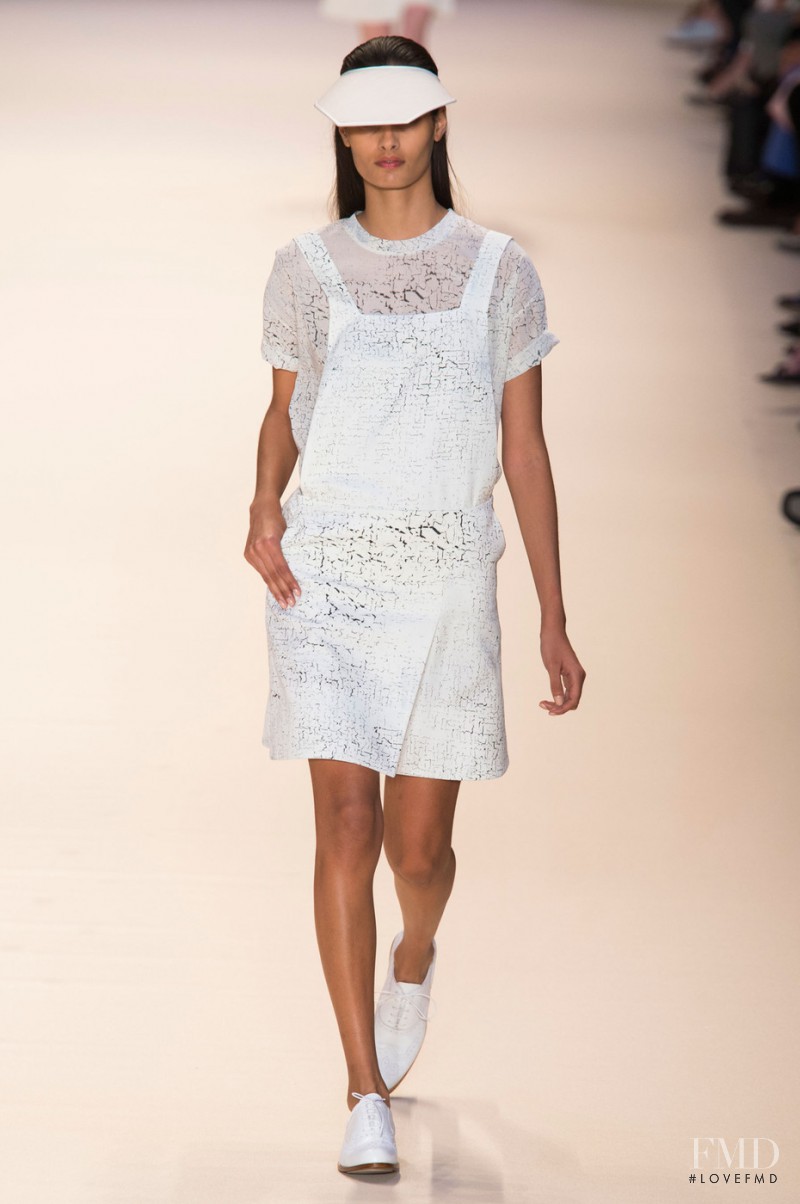 Gizele Oliveira featured in  the Akris fashion show for Spring/Summer 2015