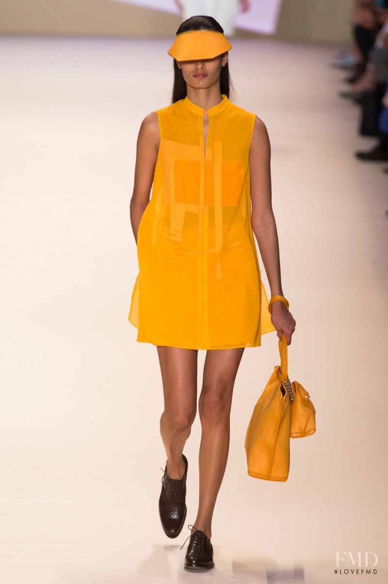 Gizele Oliveira featured in  the Akris fashion show for Spring/Summer 2015