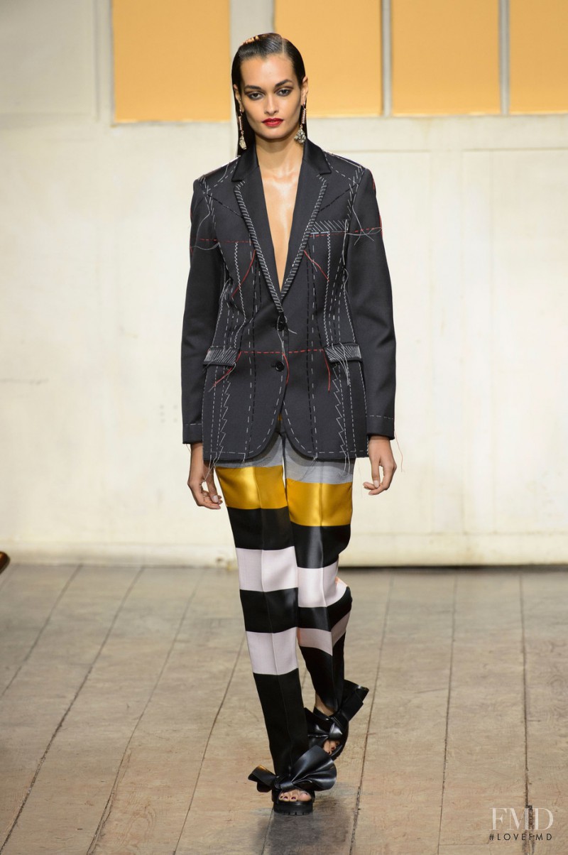 Gizele Oliveira featured in  the Cedric Charlier fashion show for Spring/Summer 2015