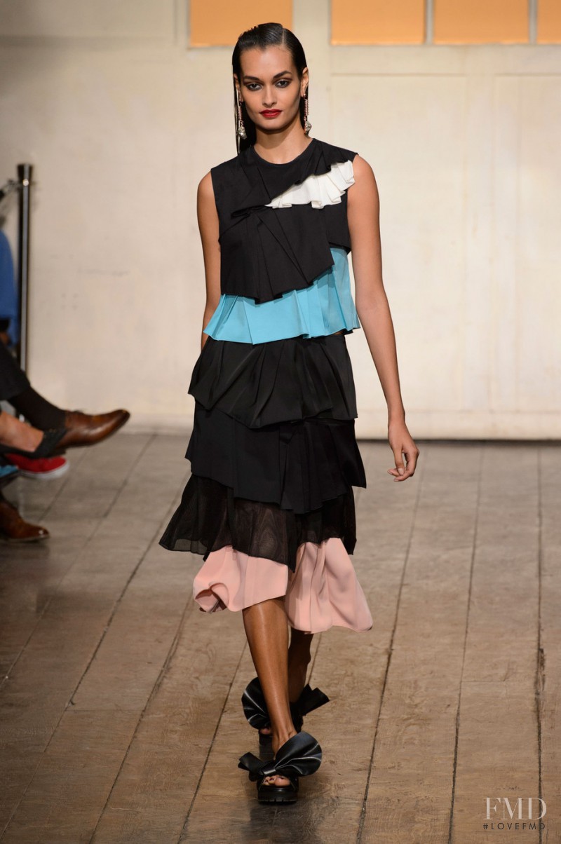 Gizele Oliveira featured in  the Cedric Charlier fashion show for Spring/Summer 2015